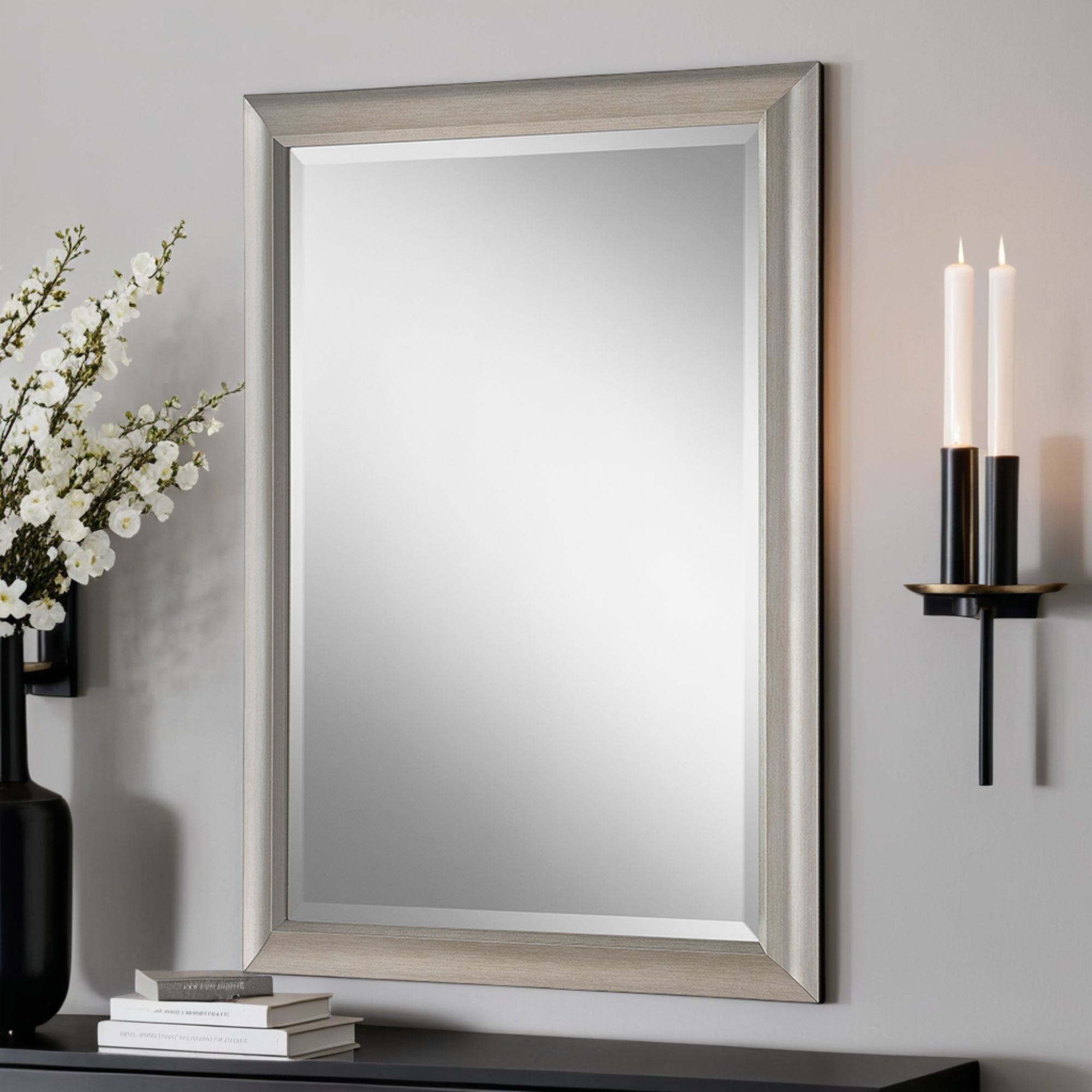 Yearn Modern Rectangle Wall Mirror Silver