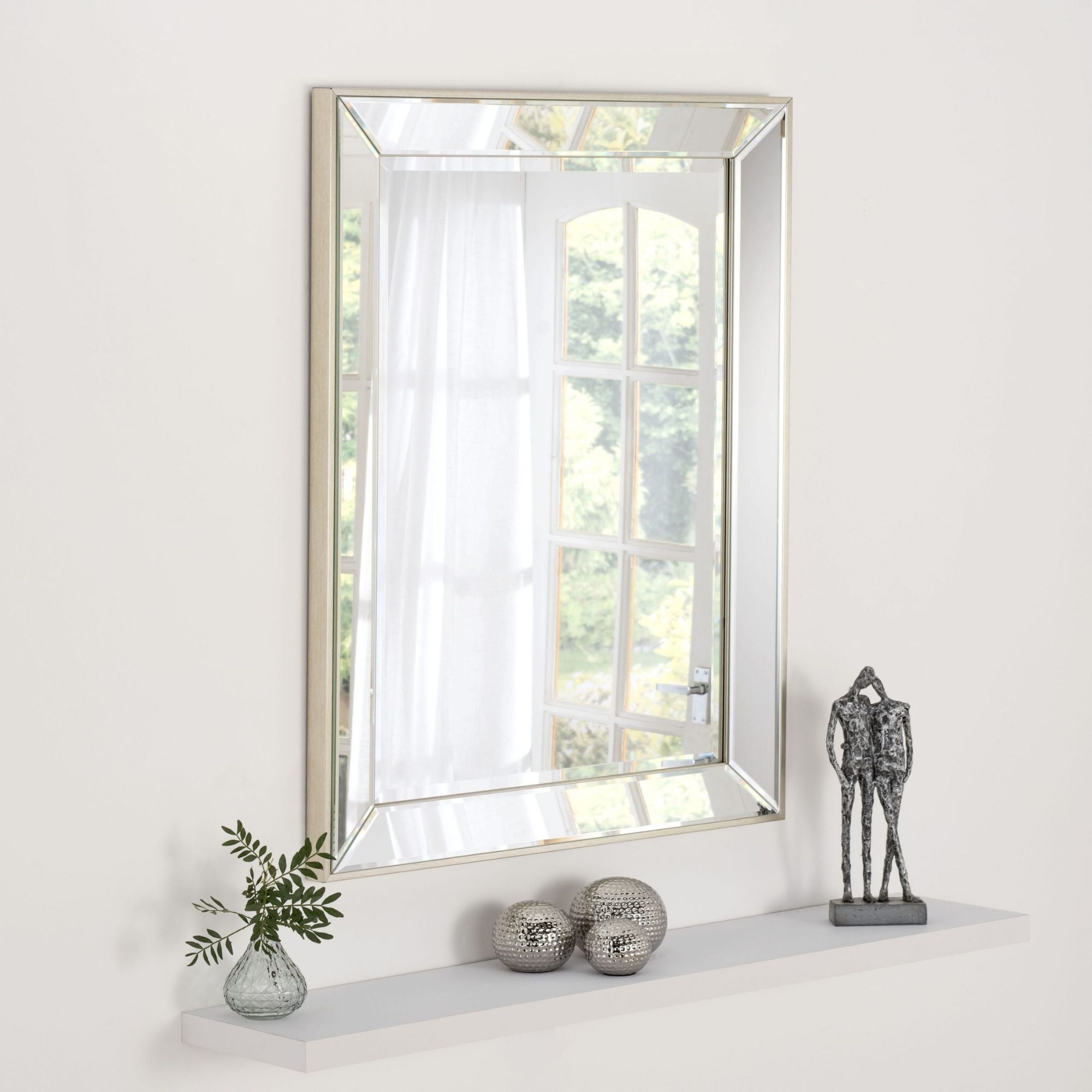 Yearn Angled Trim Wall Mirror Silver