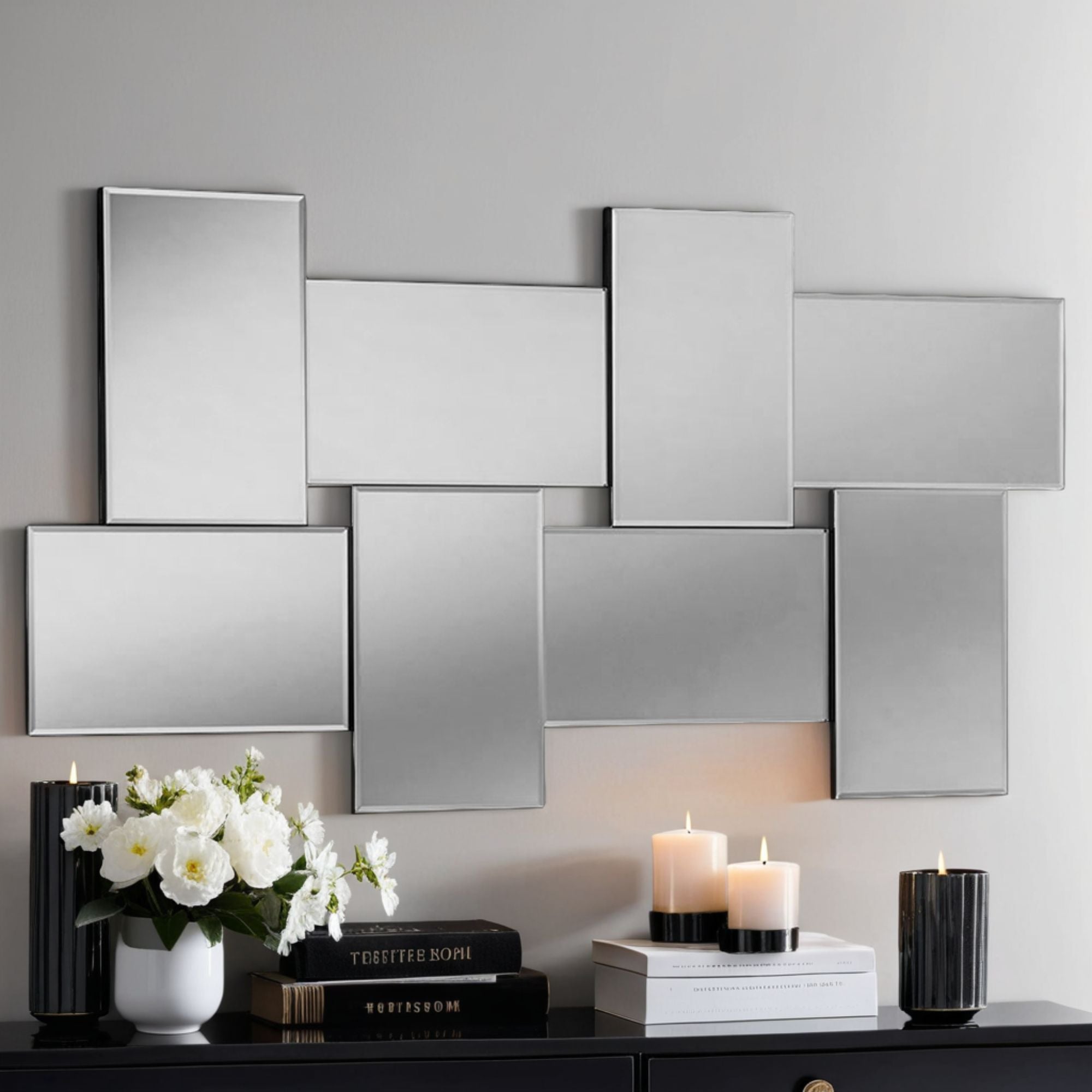 Yearn 3d Panelled Wall Mirror Black