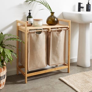 Lights And Darks Bamboo Double Laundry Hamper