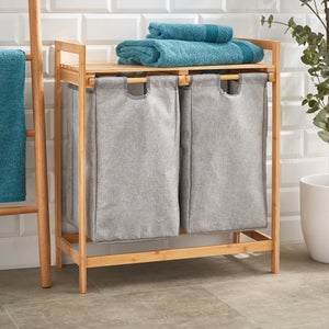 Lights And Darks Bamboo Double Laundry Hamper