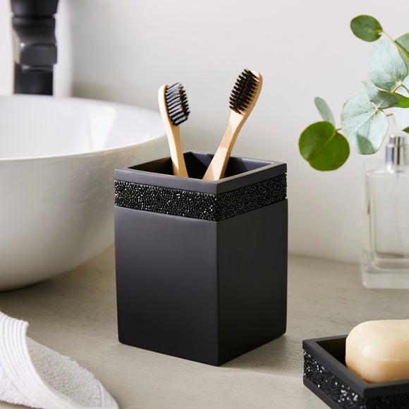 Click to view product details and reviews for Sparkle Black Square Toothbrush Holder.