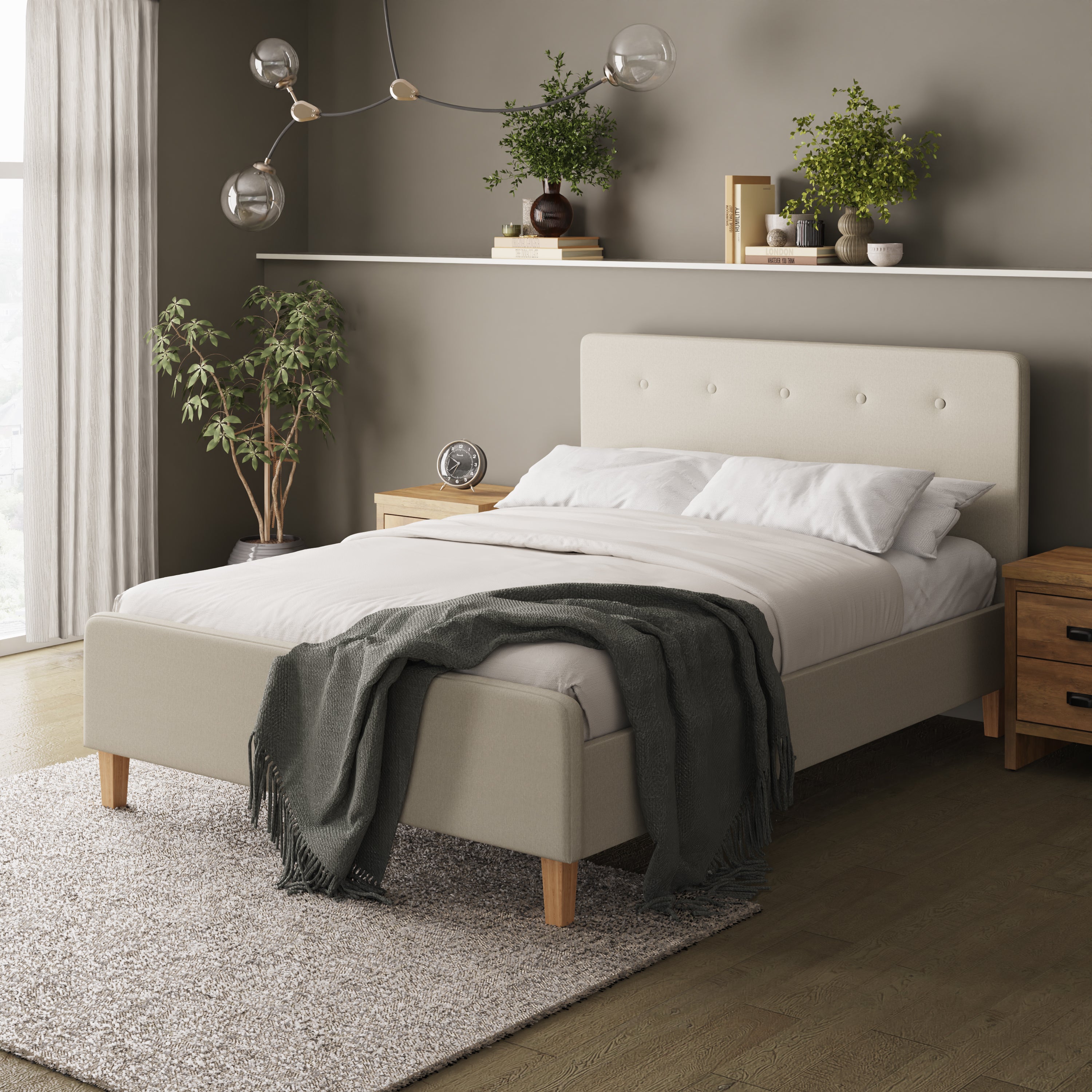 Ashbourne Fabric Bed Frame Natural