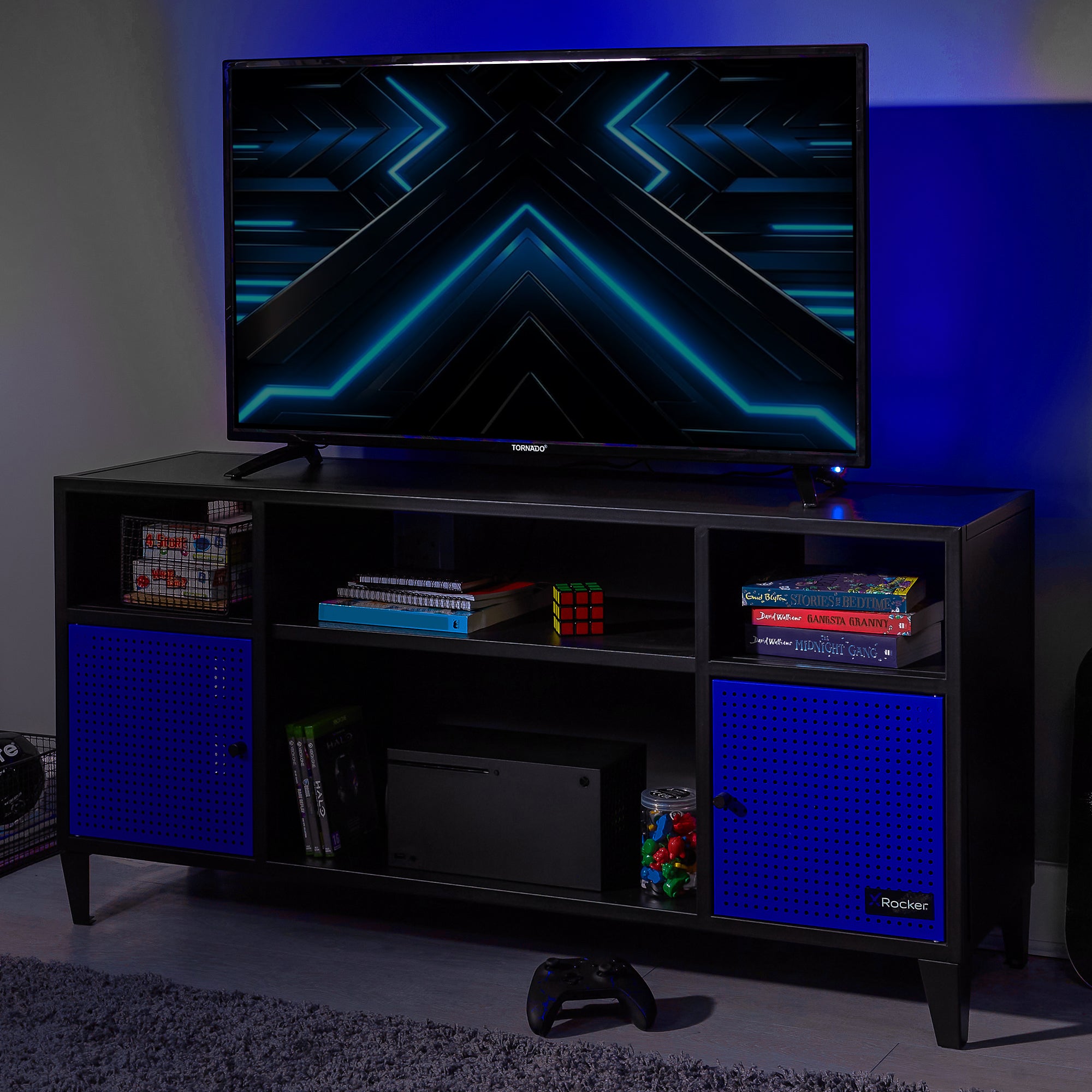 X Rocker Mesh Tek Media Tv Unit For Tvs Up To 50 Blue