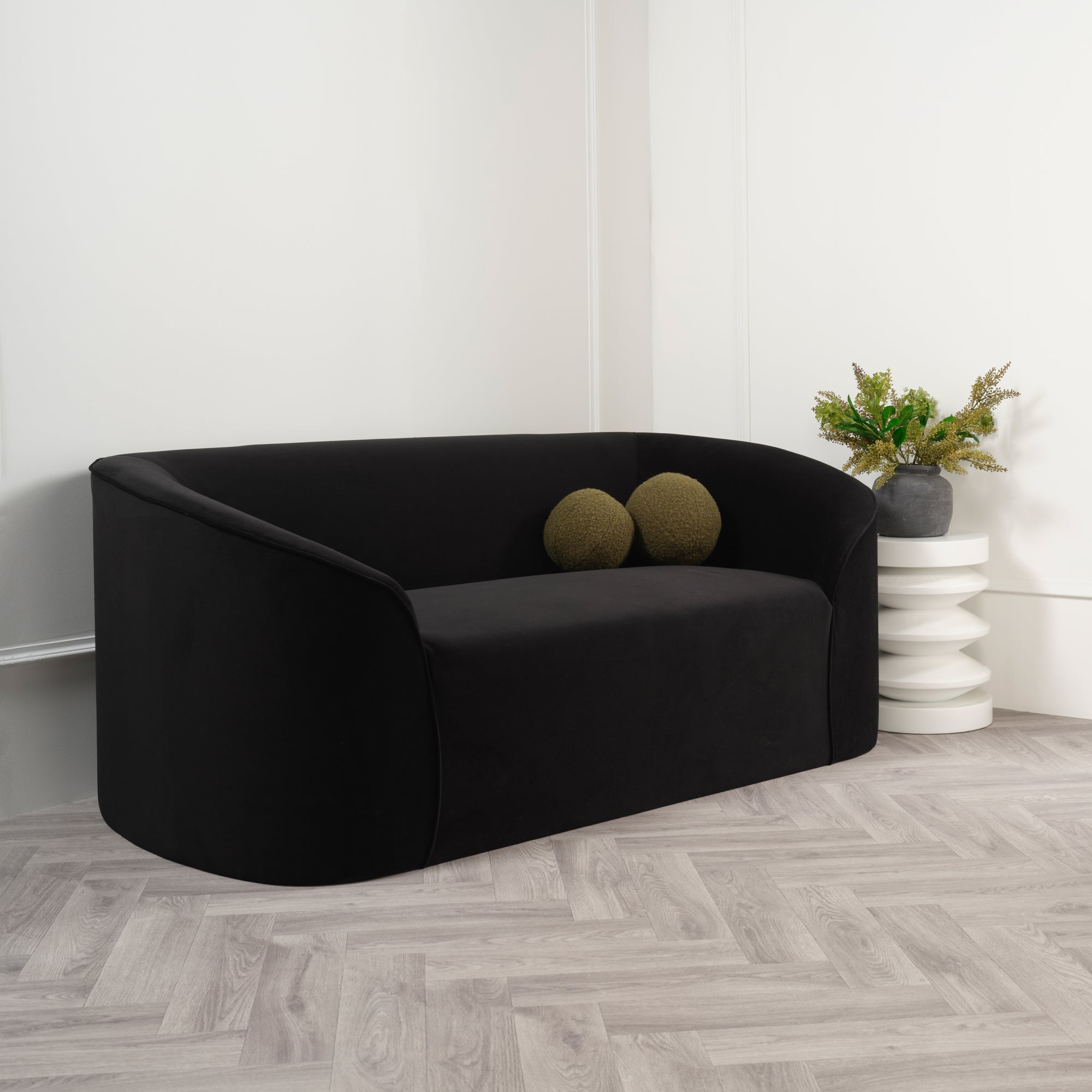 Zuma Black Velvet 2 Seater Sofa Black