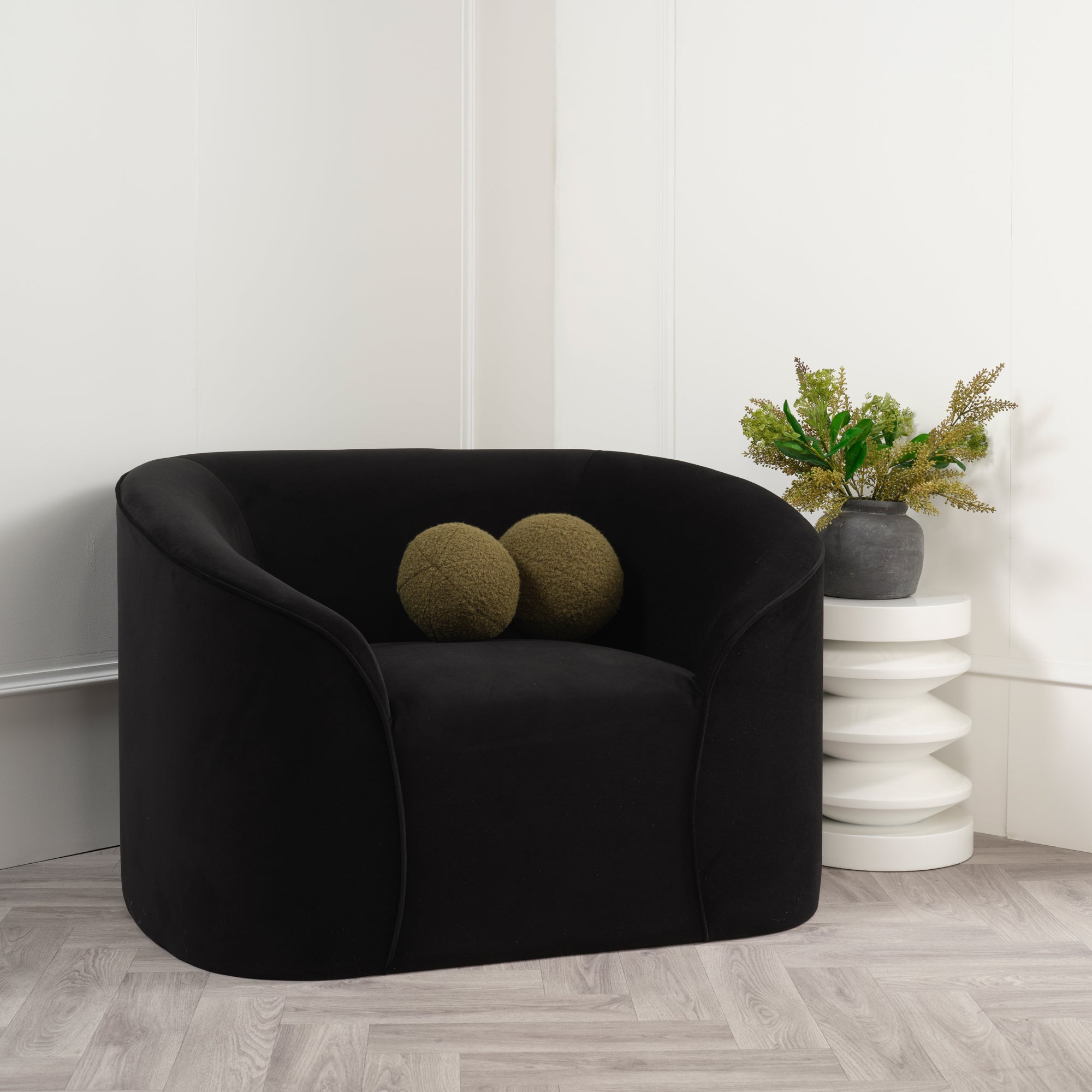 Zuma Black Velvet Occasional Armchair Black