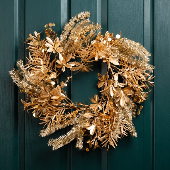 View Artificial Metallic Gold Retro Wreath View Artificial Metallic Gold Retro Wreath