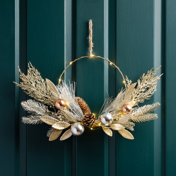 Click to view product details and reviews for Artificial Light Up Metallic Ring Wreath. Click to view product details and reviews for Artificial Light Up Metallic Ring Wreath.