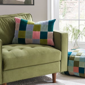 Clara Patchwork Velvet Rectangle Cushion