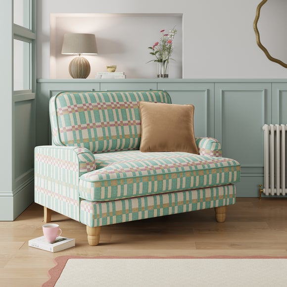 Beatrice Checkerboard Woven Stripe Snuggle Chair