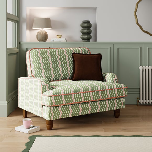 Beatrice Wiggle Moss Woven Stripe Snuggle Chair