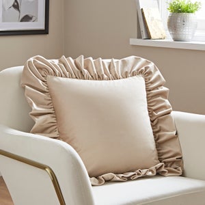 Recycled Velour Oversized Frill Square Cushion