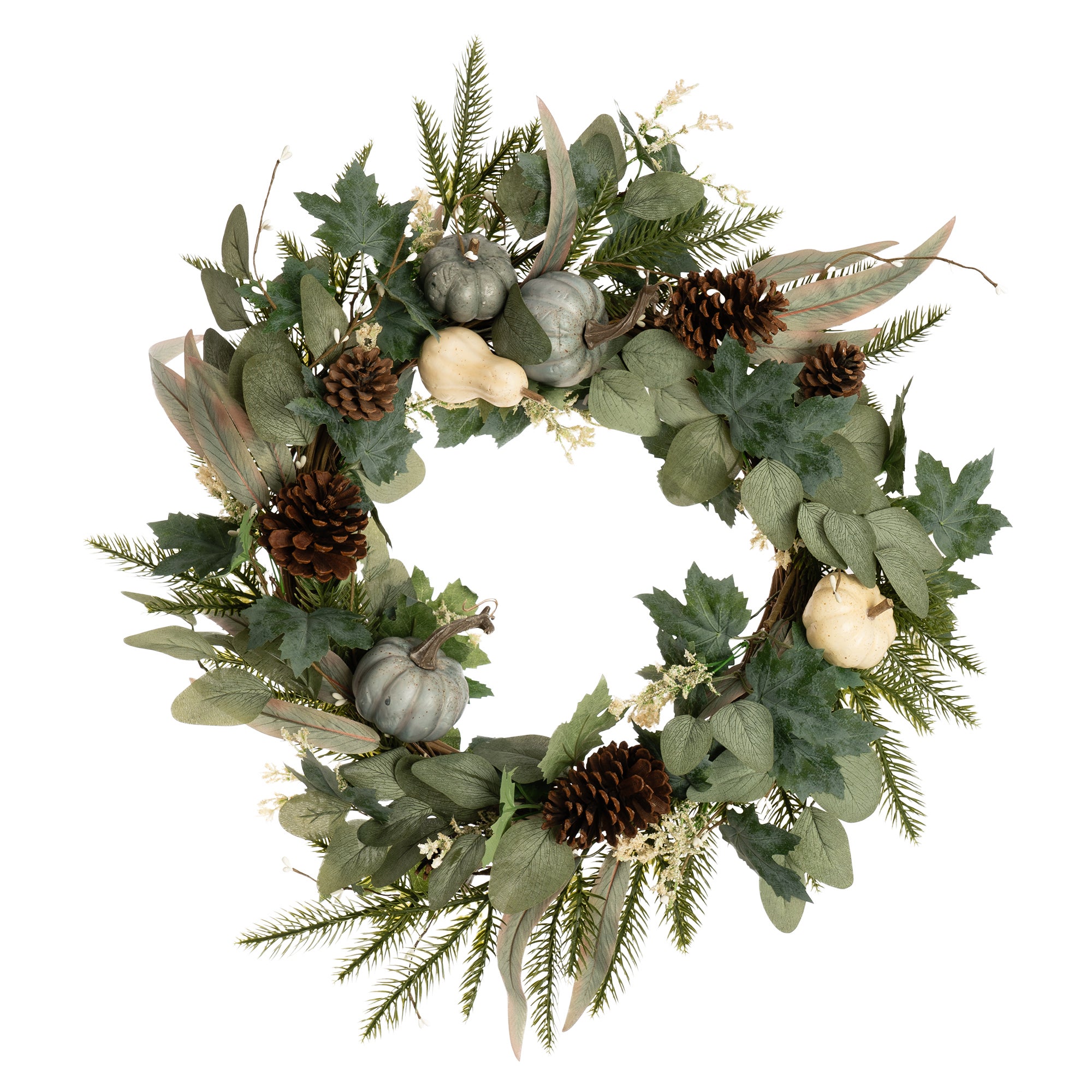 Artificial Green Pumpkin Wreath | Dunelm