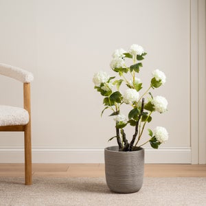 Artificial Hydrangea In Black Plant Pot