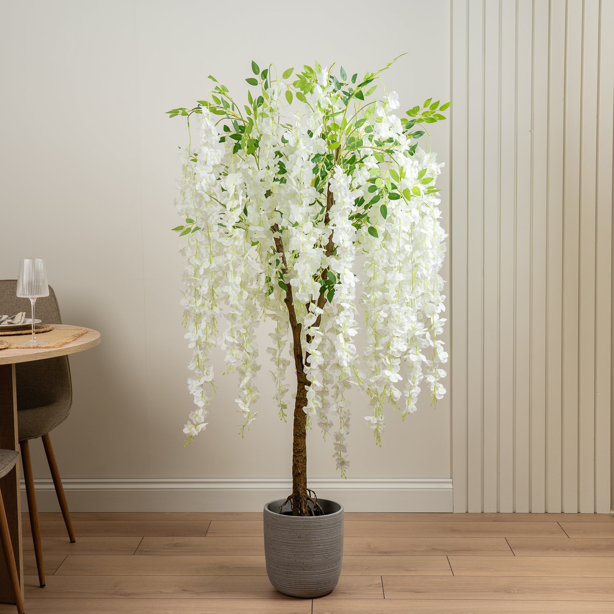 Artificial Wisteria Tree In White Plant Pot Natural