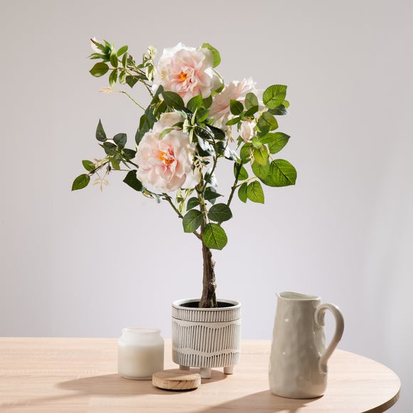 Click to view product details and reviews for Artificial Real Touch Rose Tree In Black Plant Pot.