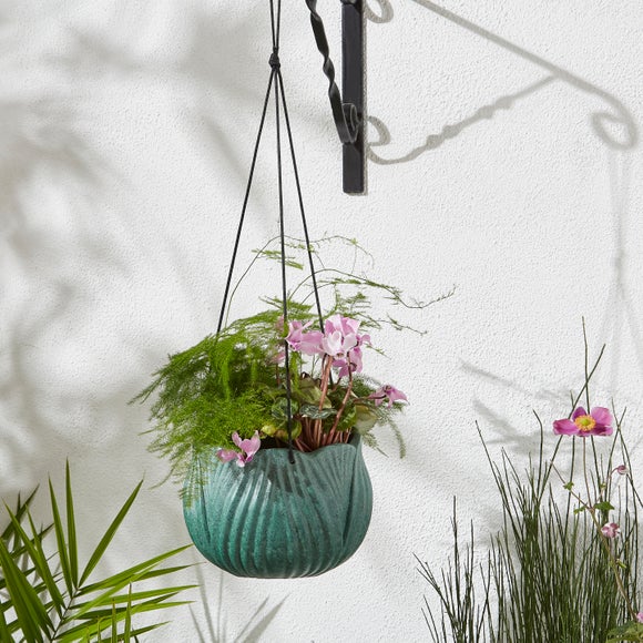 Green Resin Hanging Basket Lotus Flower Plant Pot