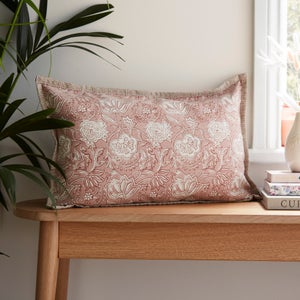 Woodblock Floral Cushion Cover