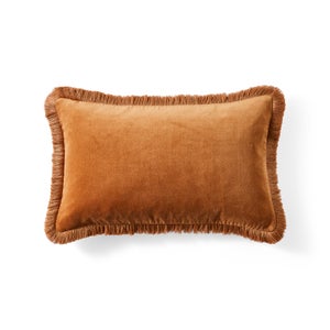 Fringed Cotton Velvet Cushion