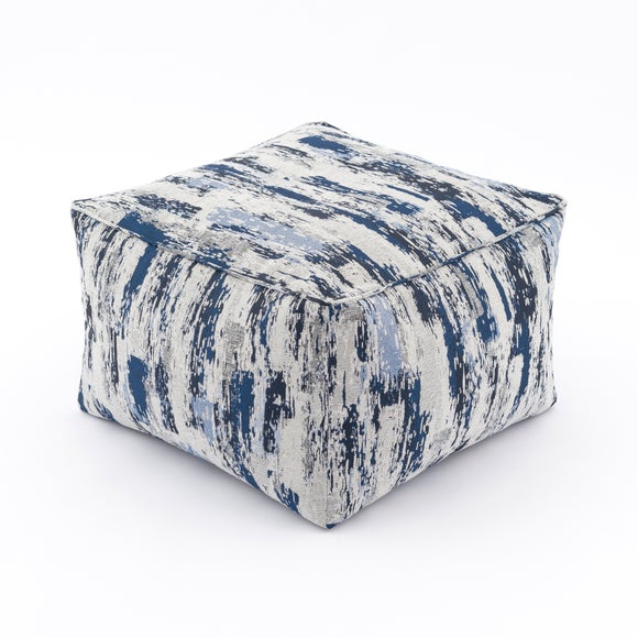 Abstract Global Navy Cube Pouffe