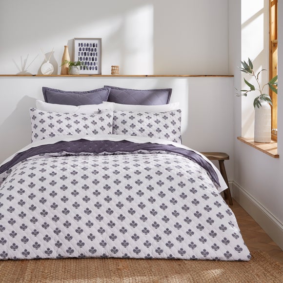 Ashwin Floral Blockprint Duvet Cover And Pillowcase Set