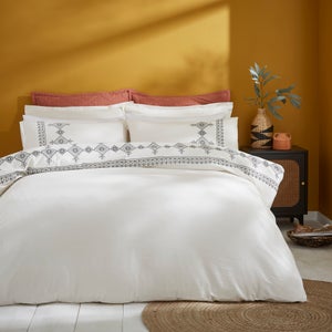 Embroidered Inca 100 Cotton Duvet Cover And Pillowcase Set