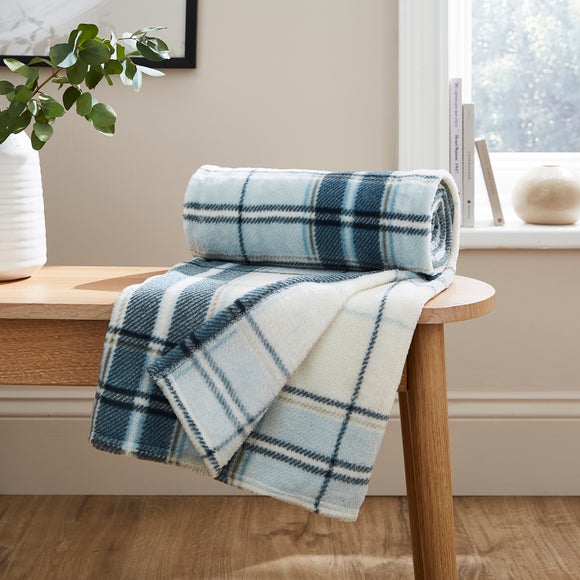 Printed Check Fleece Throw Blanket