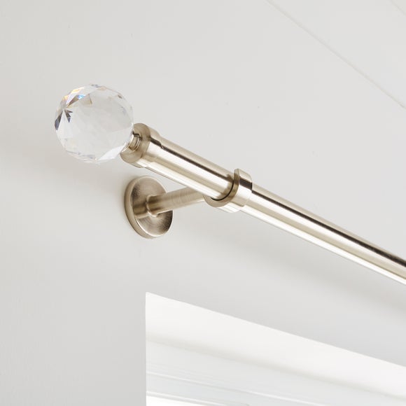 Faceted Ball Extendable Metal Eyelet Curtain Pole