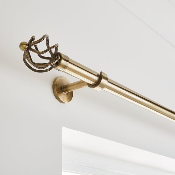 Caged Ball Extendable Metal Eyelet Curtain Pole