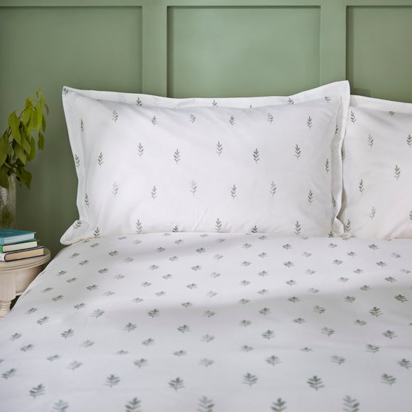 Harper Stem Floral 144 Thread Count Sage Cotton Oxford Pillowcase