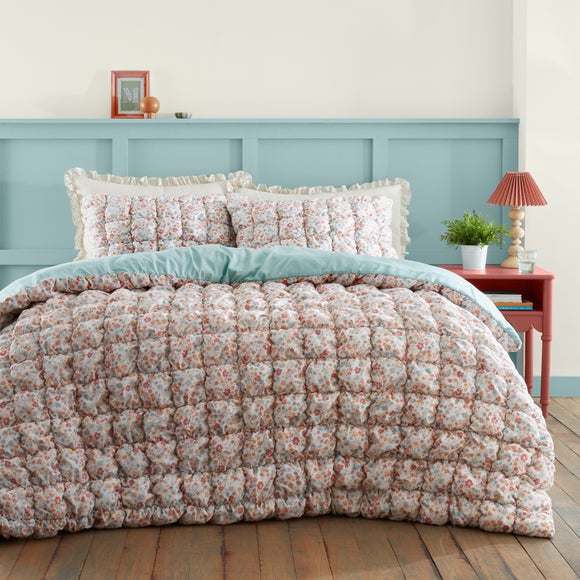 Delphine Quilted Floral Duvet Cover And Pillowcase Set