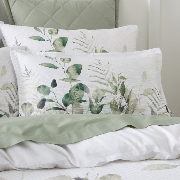 Foliage Seersucker Green Oxford Pillowcase