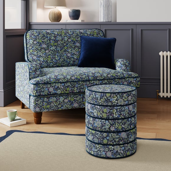 Contrast Piping Storage Footstool Ditsy Floral
