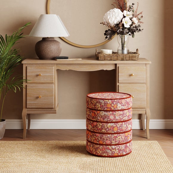 Contrast Piping Storage Footstool Ditsy Floral