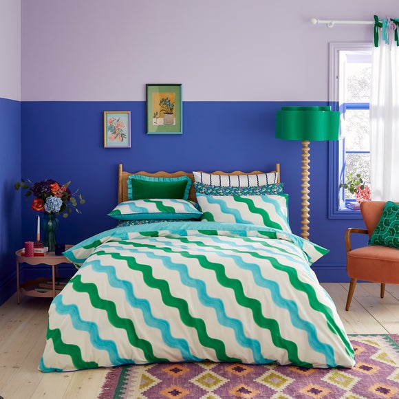 Click to view product details and reviews for Sophie Robinson Hazy Wave 100 Cotton Duvet Cover Pillowcase Set.