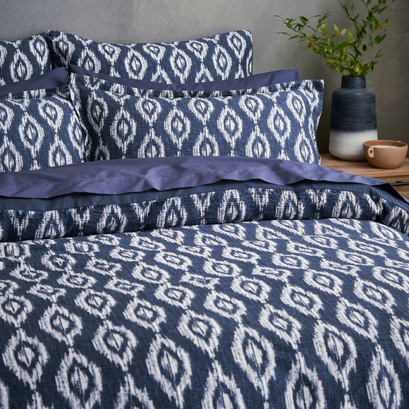 Ikat Seersucker Blue Oxford Pillowcase