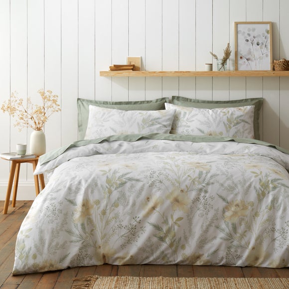 Floral Shadows 100 Cotton Duvet Cover And Pillowcase Set
