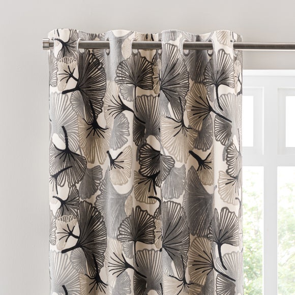 Gingko Cut Velvet Eyelet Curtains