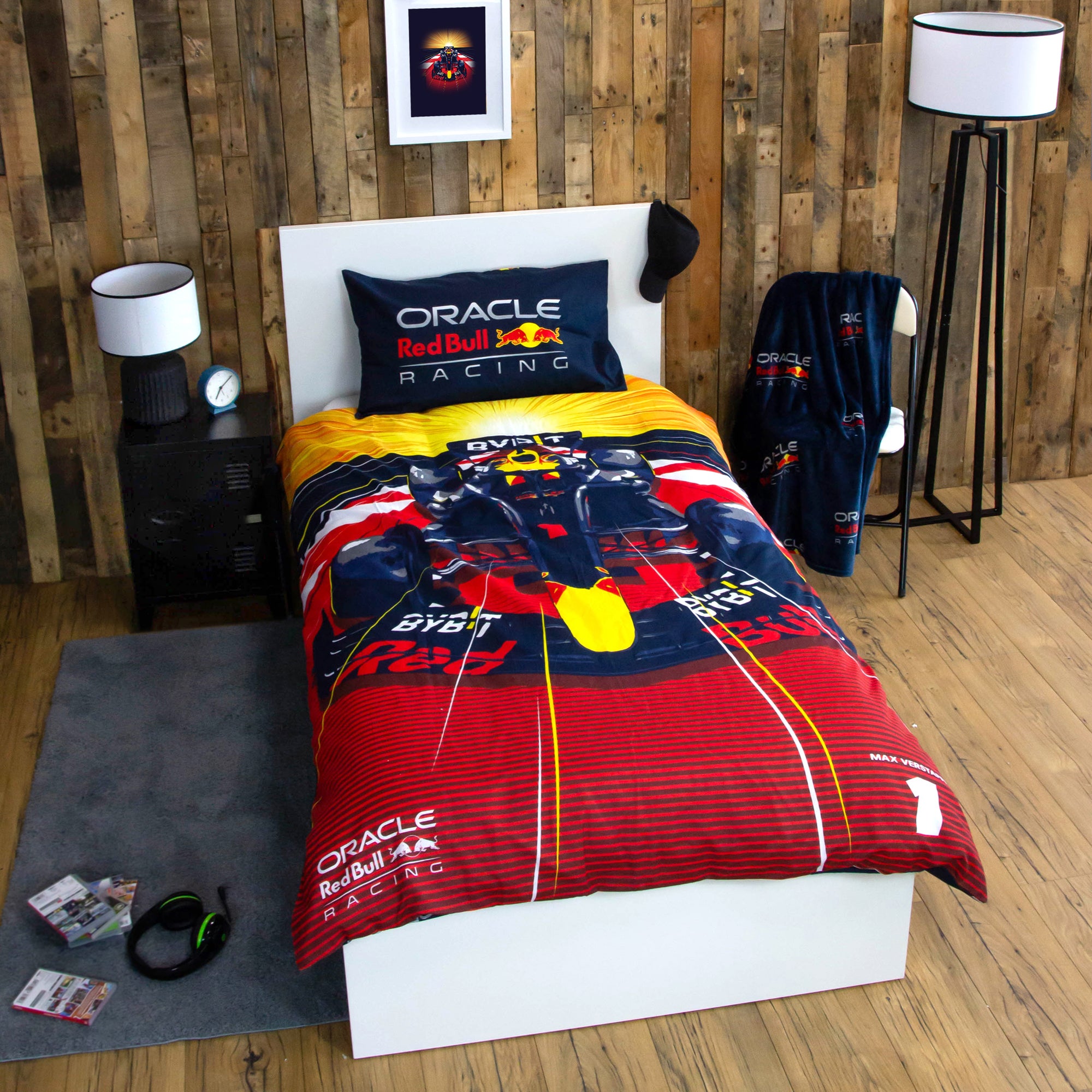 Photos - Bed Linen Red Bull Racing Red Bull Speed Single Duvet Cover and Pillowcase Set Black 