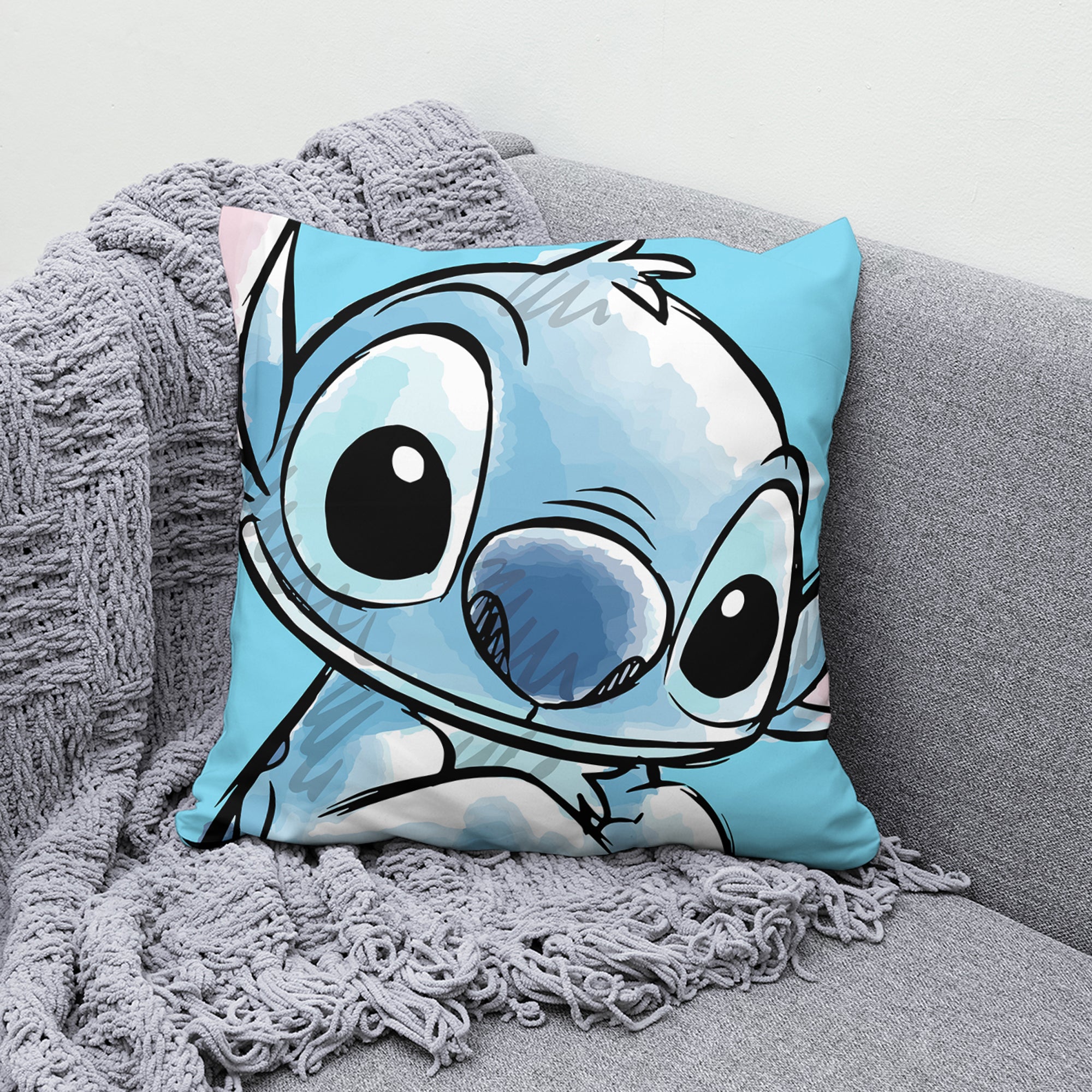 Lilo And Stitch Square Cushion Blue