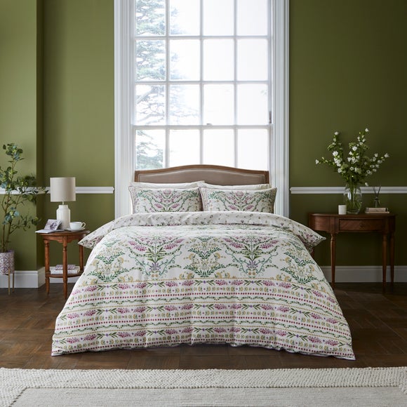Dorma Botanical Panel 100% Cotton Duvet Cover & Pillowcase Set