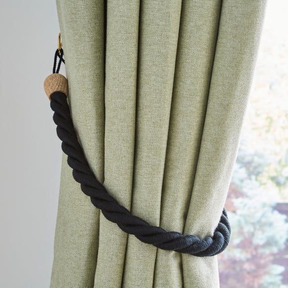 Sherwood Rope Black Curtain Tieback