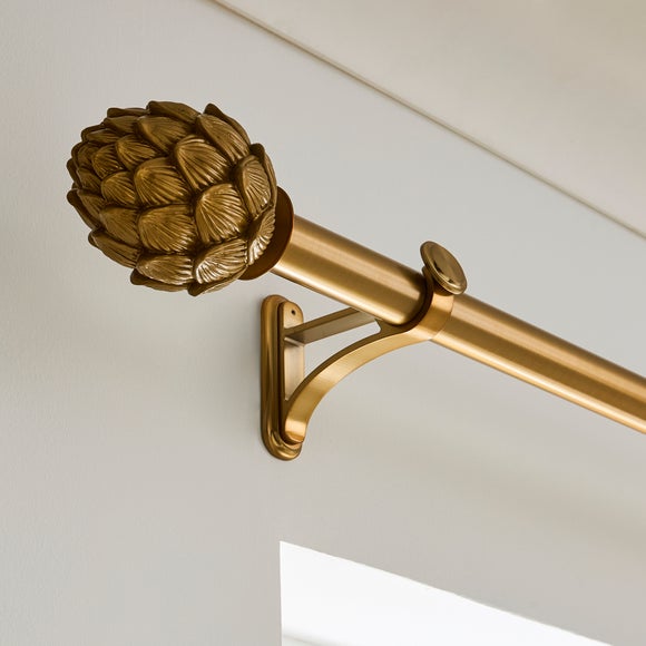 Artichoke Fixed Metal Eyelet Curtain Pole With Rings