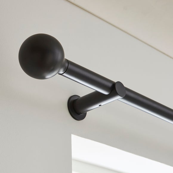 Contemporary Ball Fixed Metal Curtain Pole With Rings