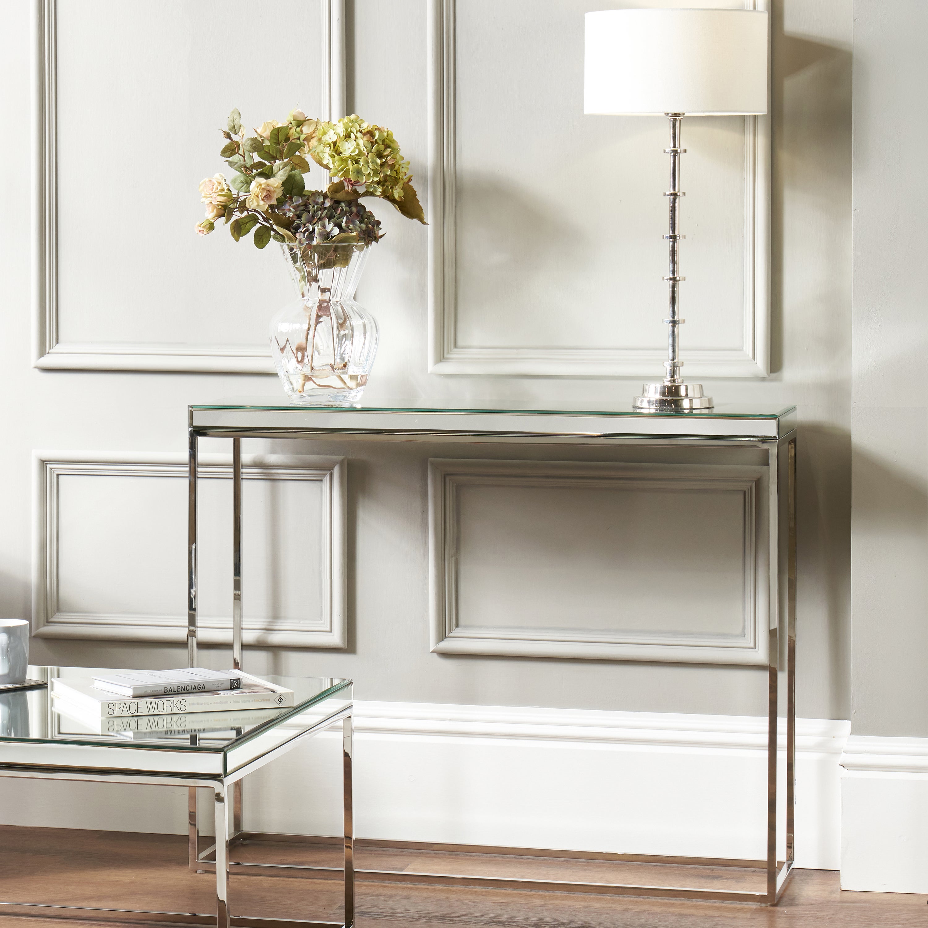 Elysee Console Table Mirrored Glass Silver