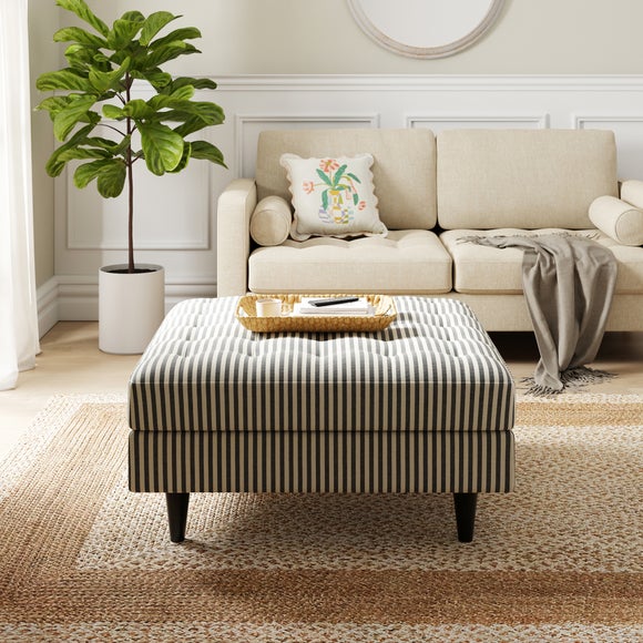 Zoe Square Storage Footstool Pinstripe