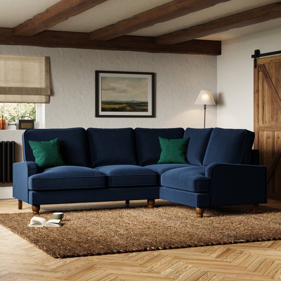 Beatrice Matte Velvet Luxe Navy Corner Sofa