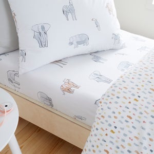 Catherine Lansfield Zoo Animals 100 Cotton Fitted Sheet