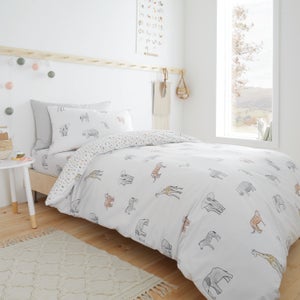 Bianca Zoo Animals 100 Cotton Duvet Cover And Pillowcase Set