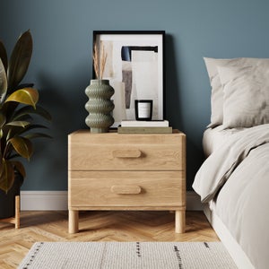 Hatton 2 Drawer Wide Bedside Table